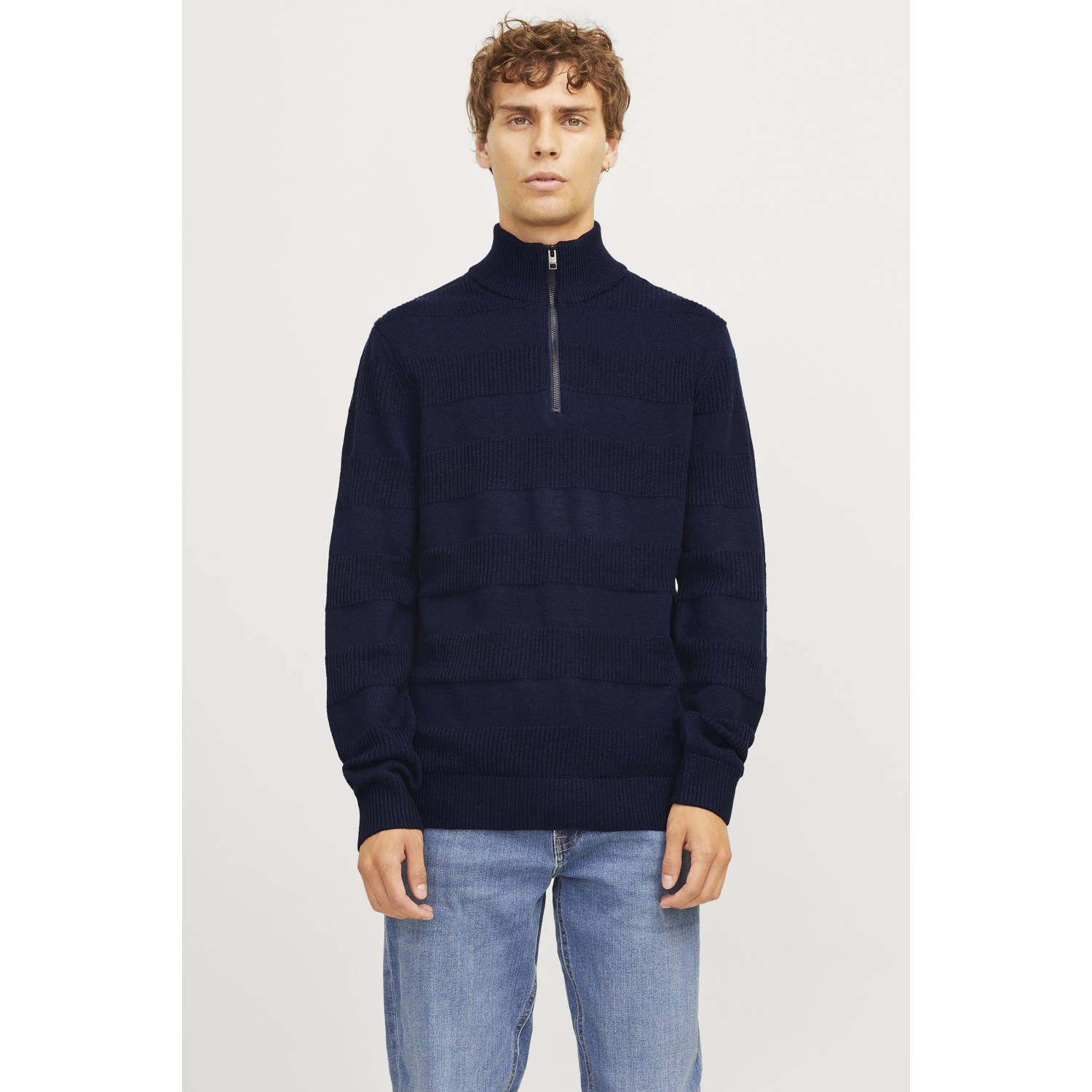 JJ REBEL gebreide trui donkerblauw