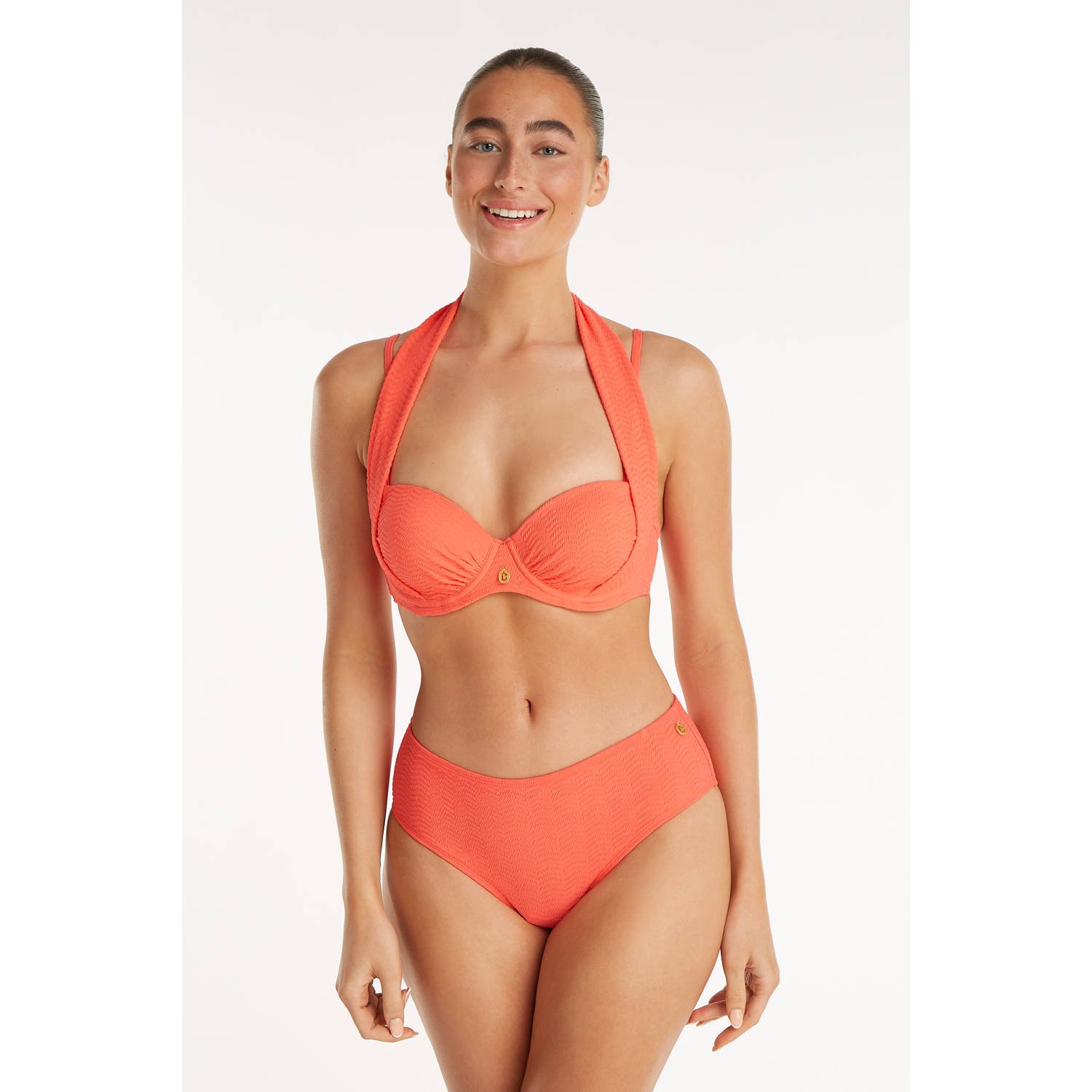 Ten Cate Beach TC WOW high waist bikinibroekje met textuur oranje