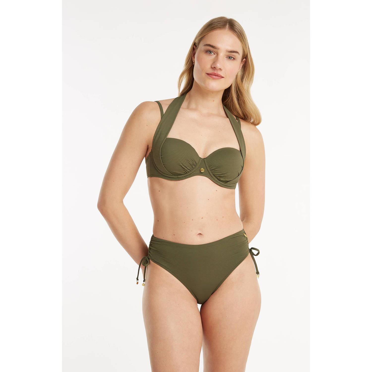 Ten Cate Beach TC WOW high waist bikinibroekje met ribstructuur groen