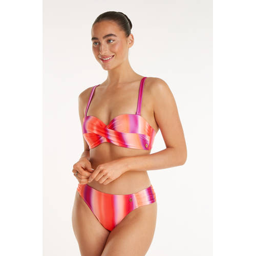 ten Cate Beach TC WOW voorgevormde strapless bandeau bikinitop roze/rood/paars afbeelding