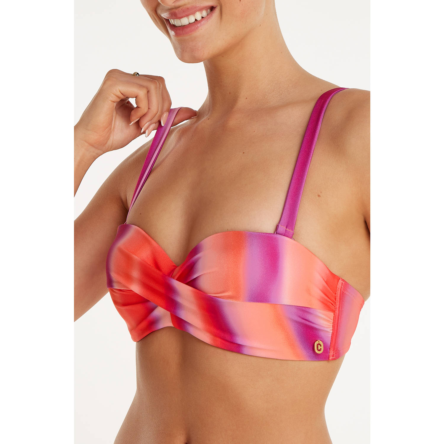 ten Cate Beach TC WOW voorgevormde strapless bandeau bikinitop roze rood paars