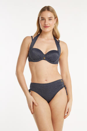 high waist bikinibroekje met lurex donkerblauw