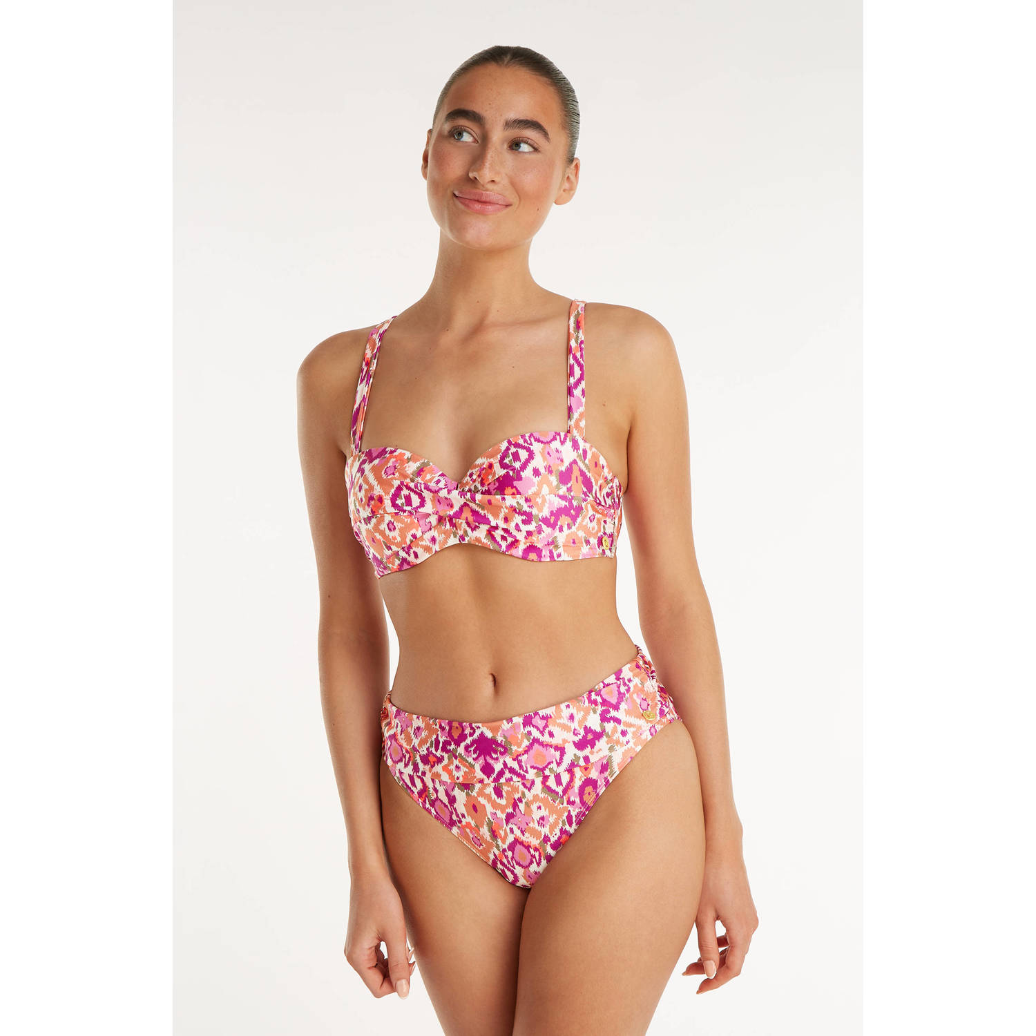 Ten Cate Beach TC WOW voorgevormde strapless bandeau bikinitop roze offwhite paars