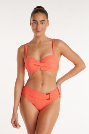 high waist bikinibroekje met textuur oranje