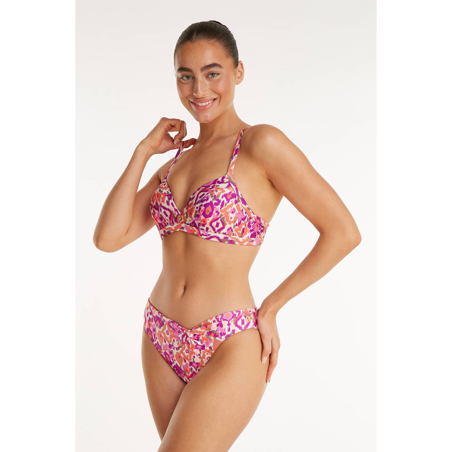 Ten Cate Beach TC WOW voorgevormde bikinitop roze offwhite paars