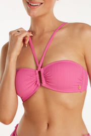 thumbnail: ten Cate Beach TC WOW voorgevormde strapless bandeau bikinitop met textuur roze