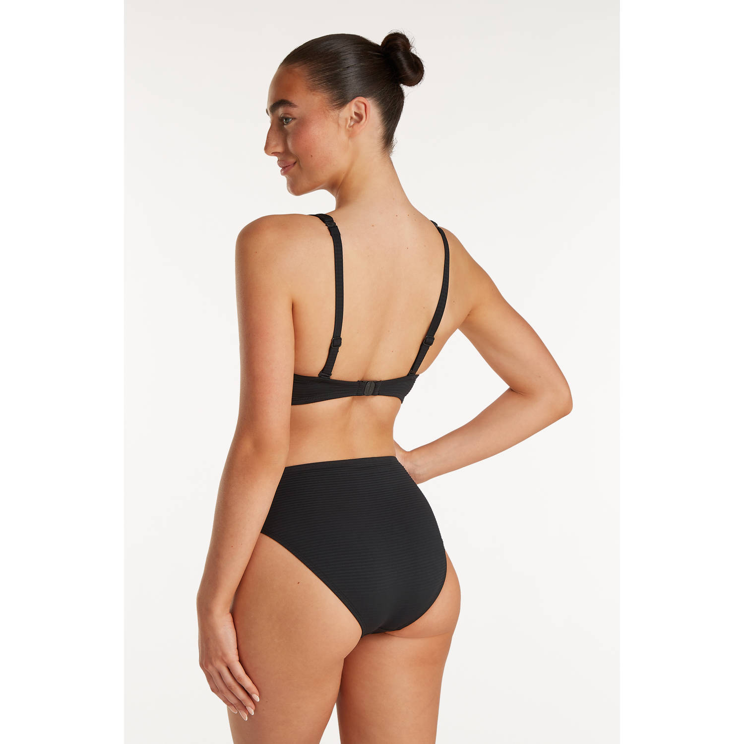 ten Cate Beach TC WOW high waist bikinibroekje met ribstructuur zwart
