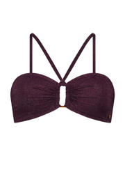 thumbnail: ten Cate Beach TC WOW voorgevormde strapless bandeau bikinitop met lurex donkerrood