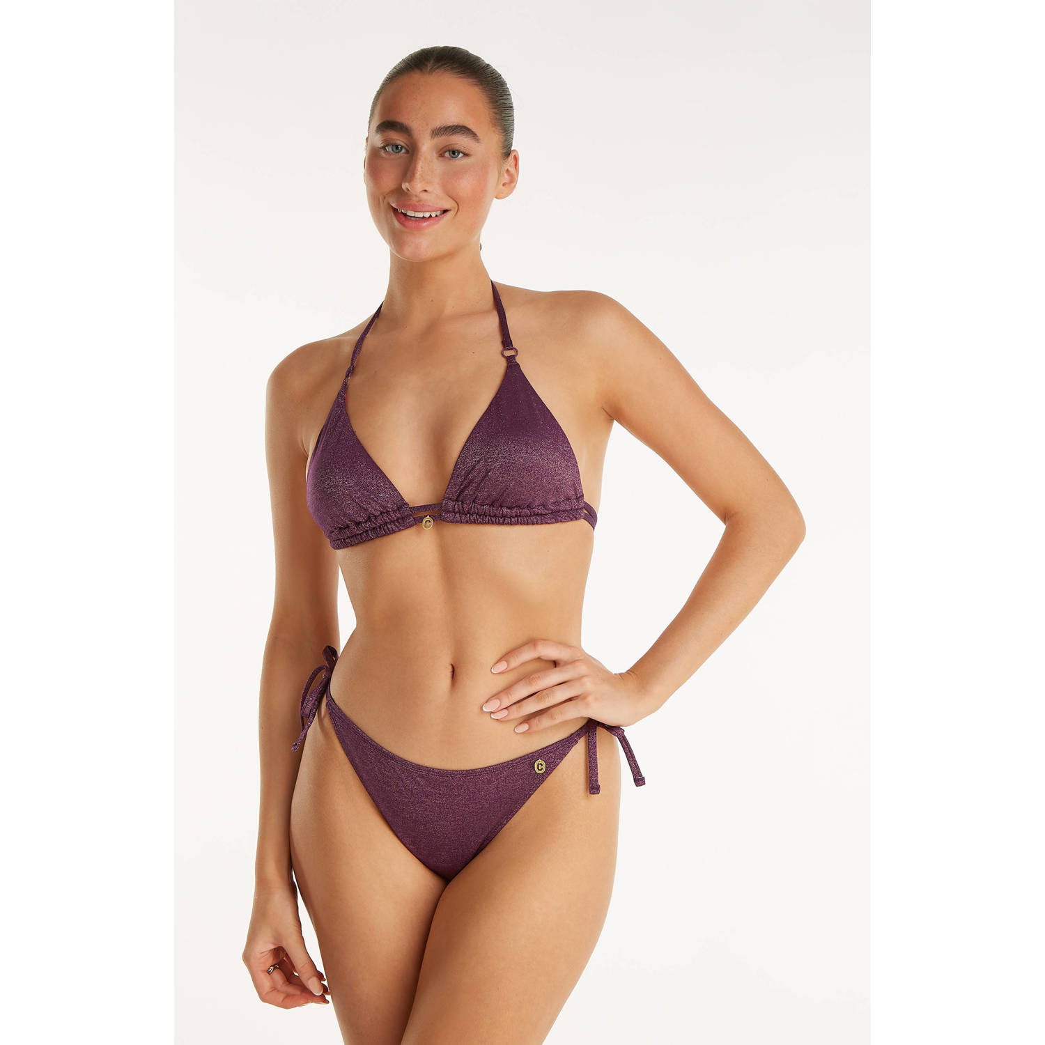 Ten Cate Beach TC WOW voorgevormde triangel bikinitop met lurex donkerrood