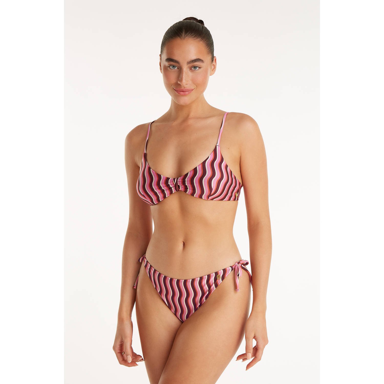 Ten Cate Beach TC WOW strik bikinibroekje roze wit bruin