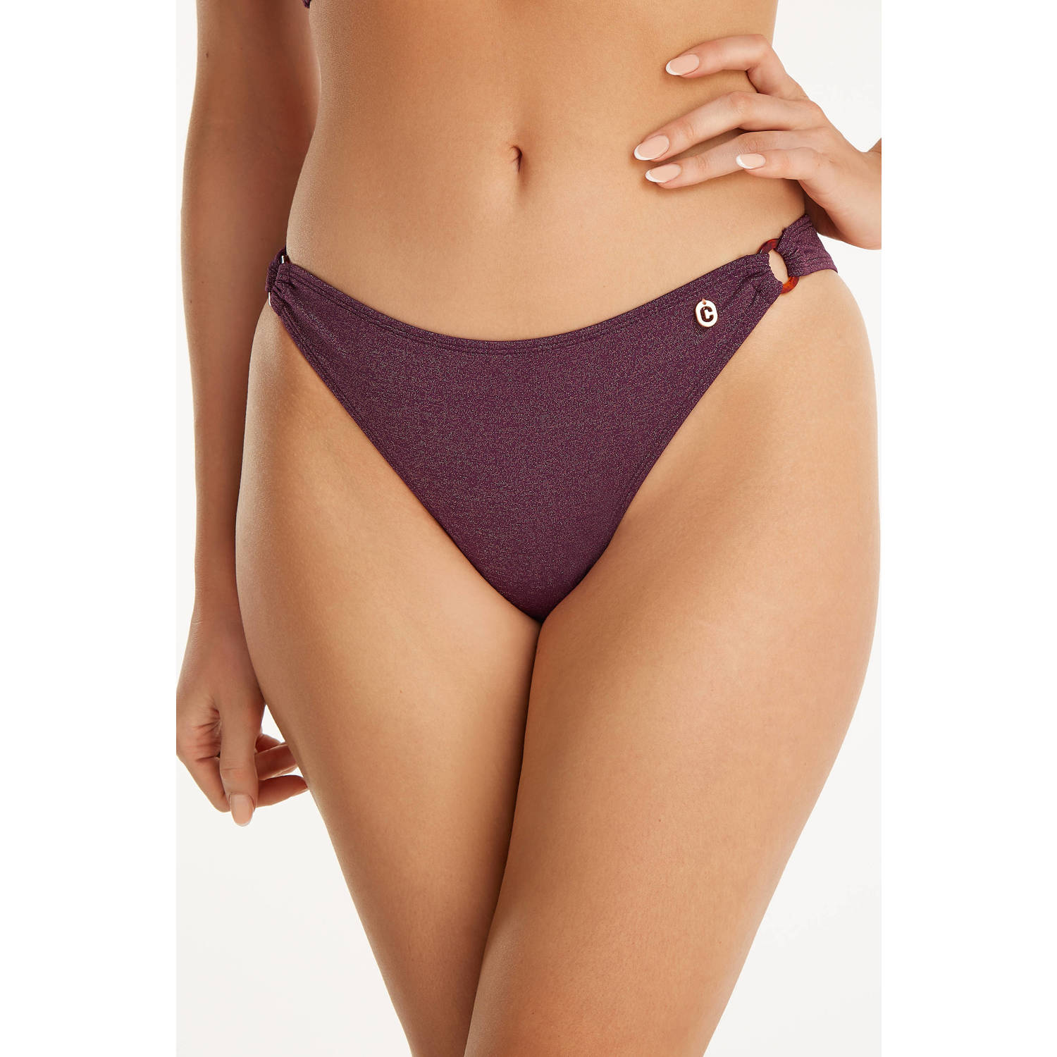 ten Cate Beach TC WOW high leg bikinibroekje met lurex donkerrood