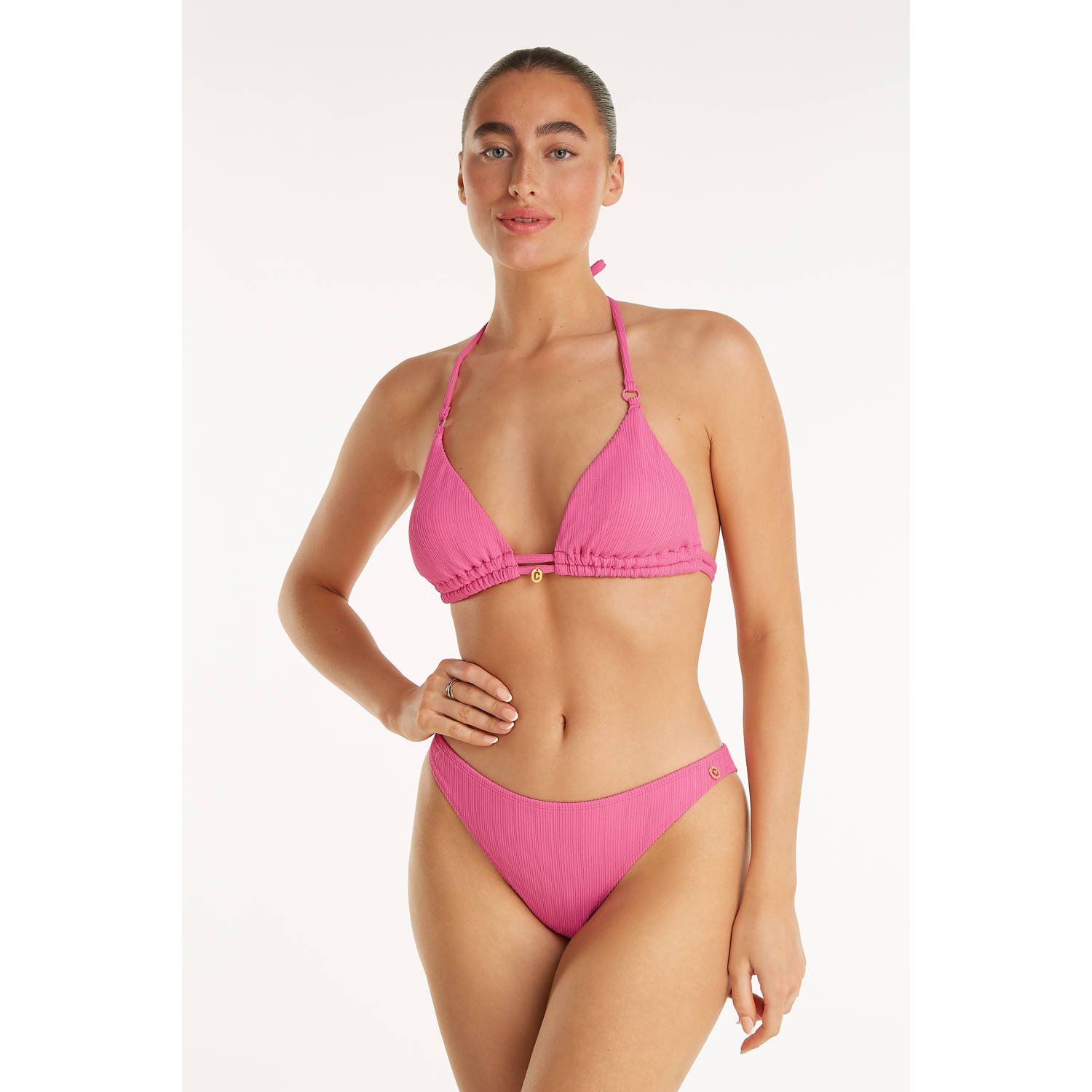 Ten Cate Beach TC WOW voorgevormde triangel bikinitop met textuur roze