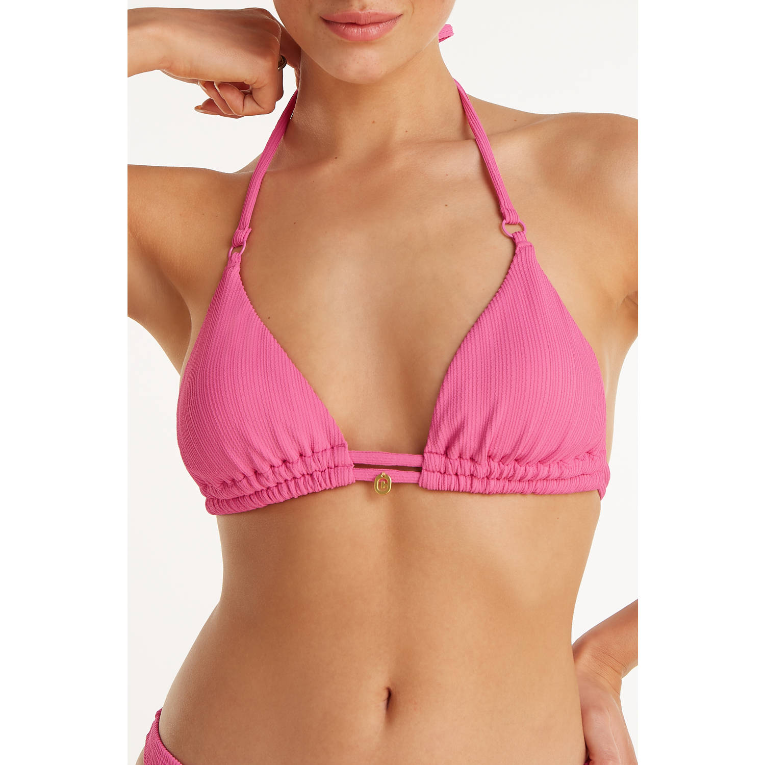 ten Cate Beach TC WOW voorgevormde triangel bikinitop met textuur roze