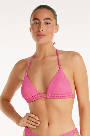 voorgevormde triangel bikinitop met textuur roze