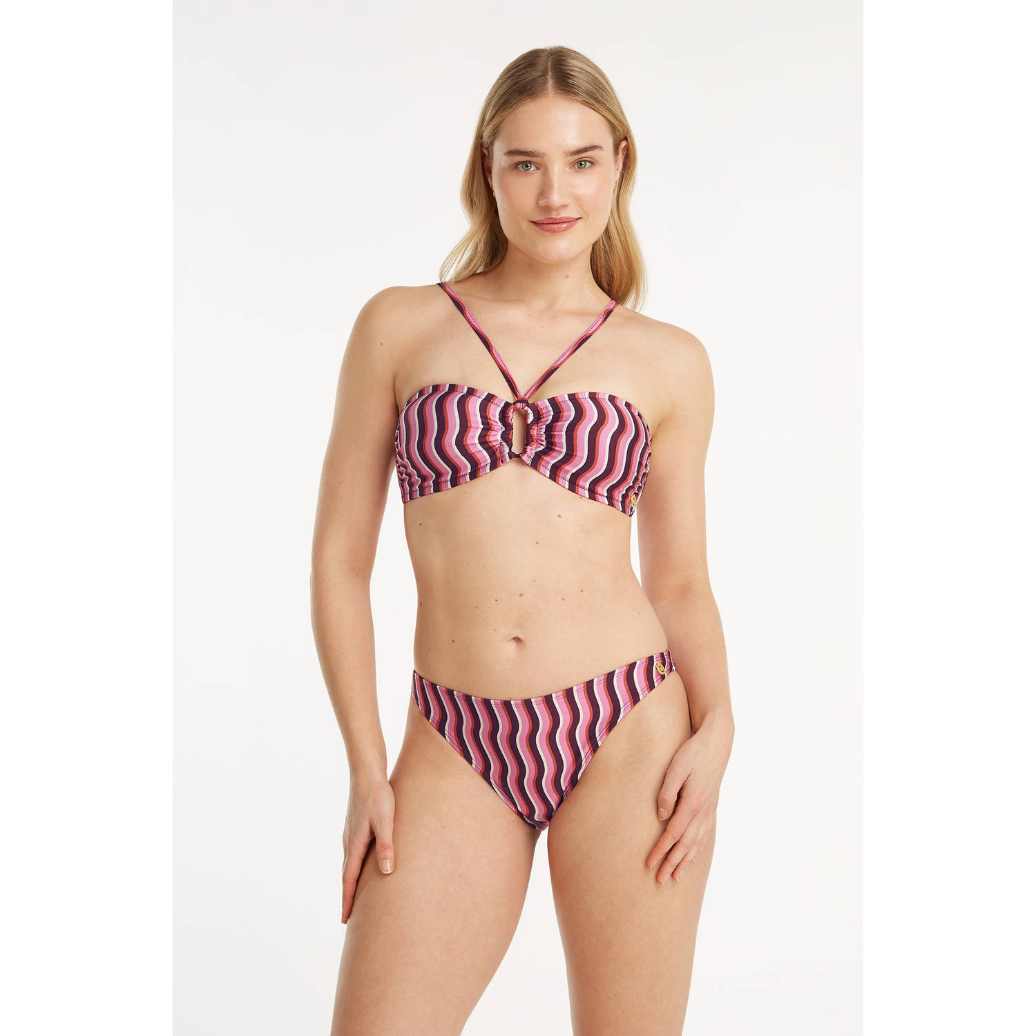 Ten Cate Beach TC WOW voorgevormde strapless bandeau bikinitop roze wit bruin