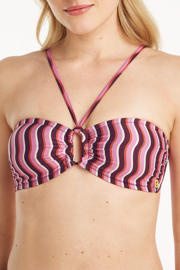 thumbnail: ten Cate Beach TC WOW voorgevormde strapless bandeau bikinitop roze/wit/bruin