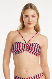 thumbnail: ten Cate Beach TC WOW voorgevormde strapless bandeau bikinitop roze/wit/bruin
