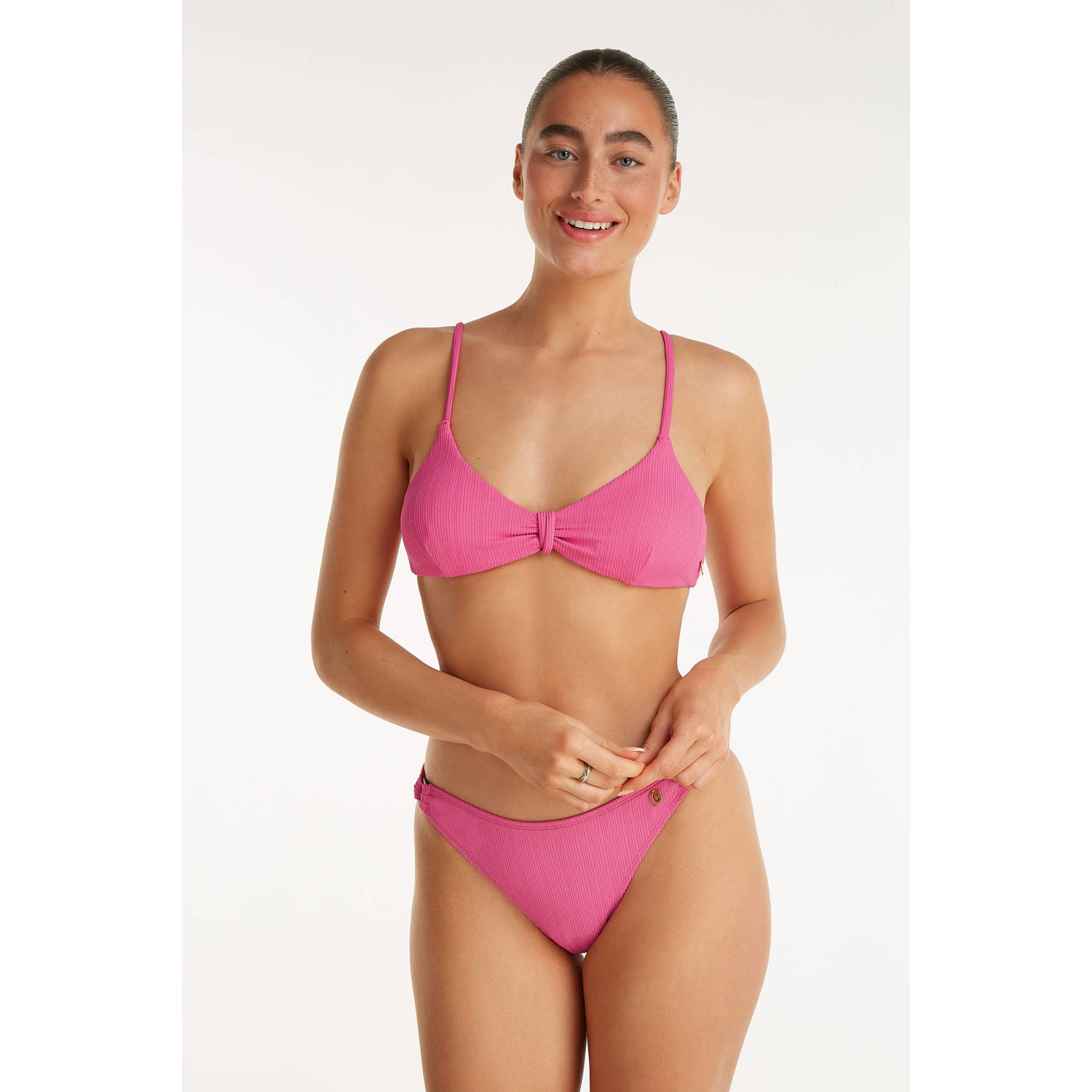 Ten Cate Beach TC WOW high leg bikinibroekje met textuur roze