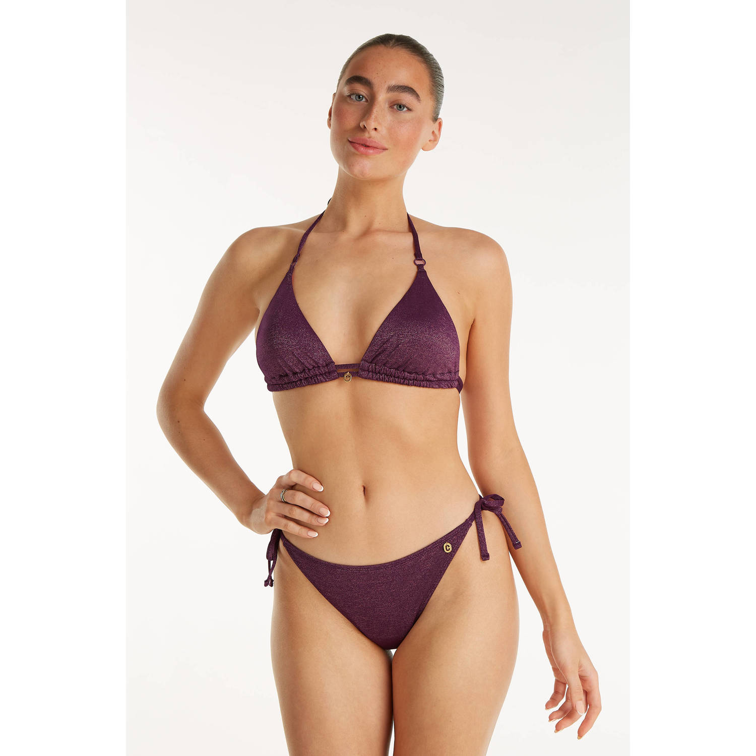 Ten Cate Beach TC WOW strik bikinibroekje met lurex donkerrood