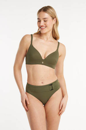 high waist bikinibroekje met ribstructuur groen