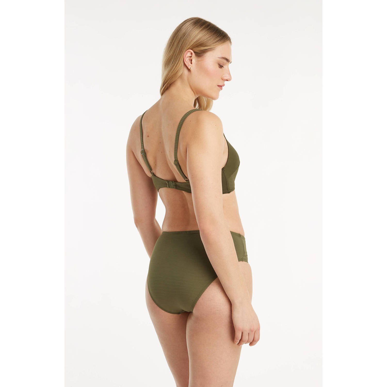 ten Cate Beach TC WOW high waist bikinibroekje met ribstructuur groen