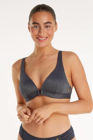 voorgevormde bikinitop met lurex donkerblauw