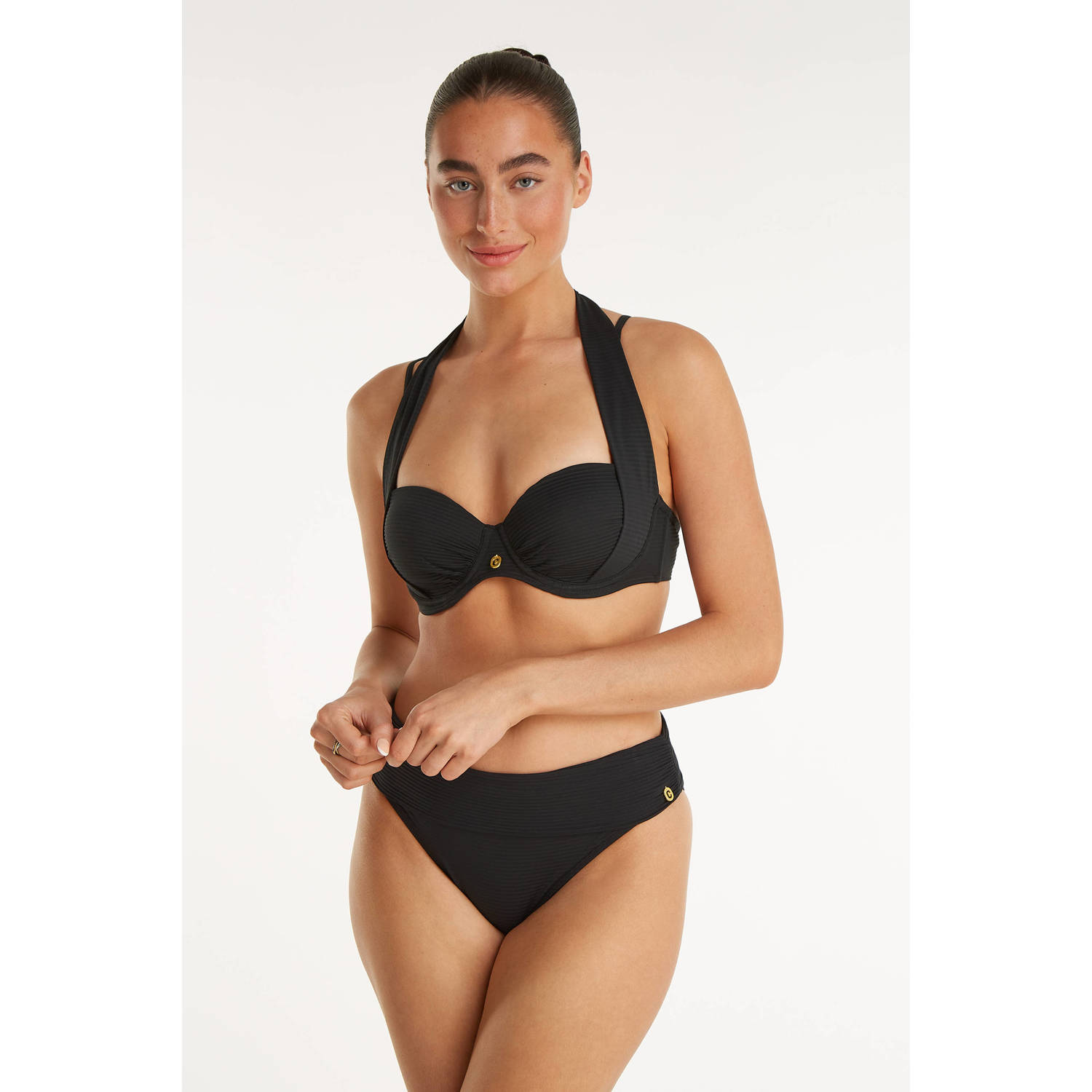 Ten Cate Beach TC WOW voorgevormde beugel bikinitop met ribstructuur zwart