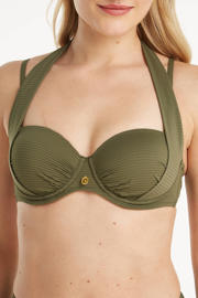 thumbnail: ten Cate Beach TC WOW voorgevormde beugel bikinitop met ribstructuur groen