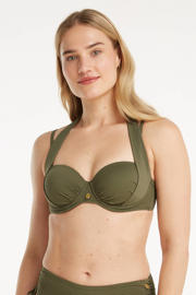 thumbnail: ten Cate Beach TC WOW voorgevormde beugel bikinitop met ribstructuur groen