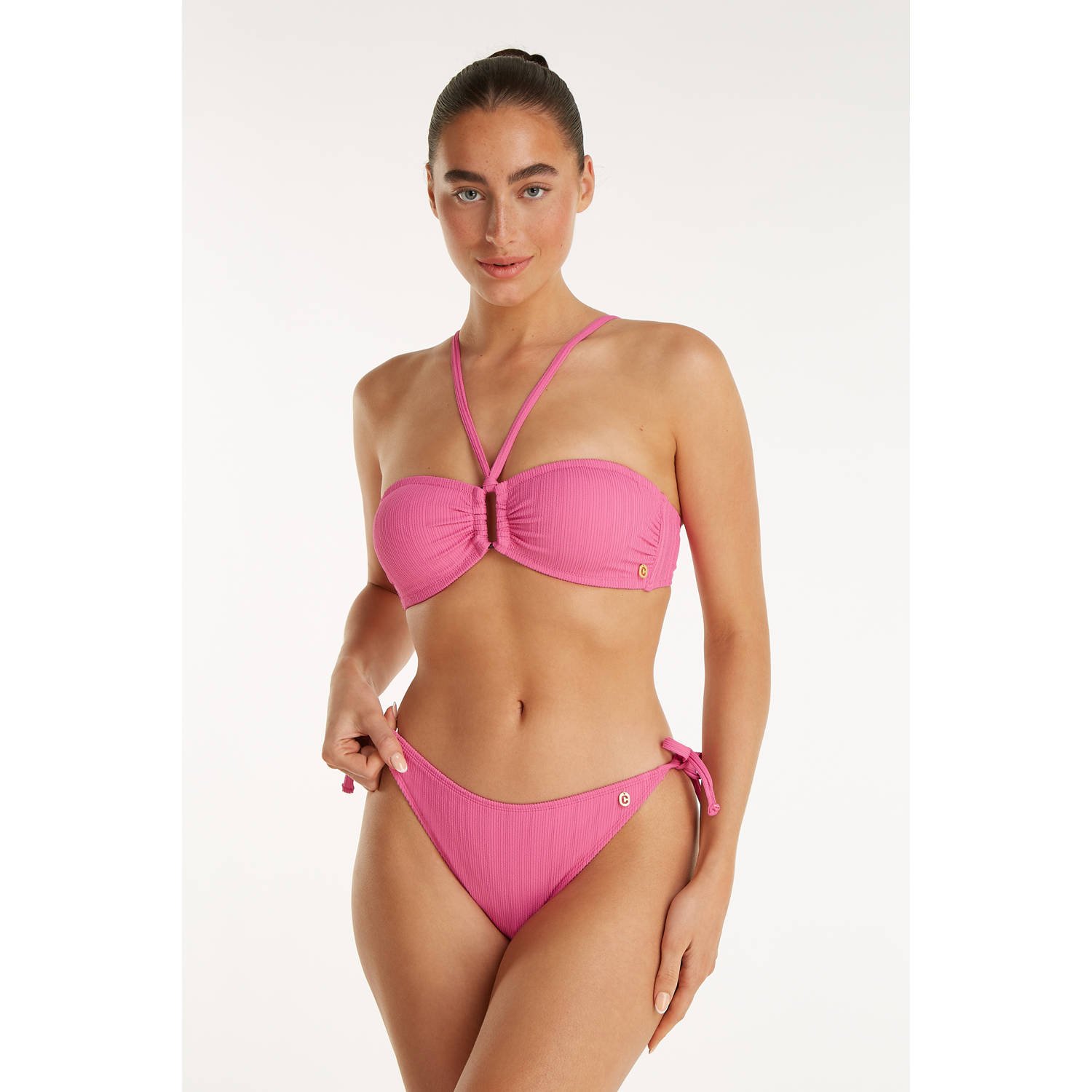 Ten Cate Beach TC WOW strik bikinibroekje met textuur roze