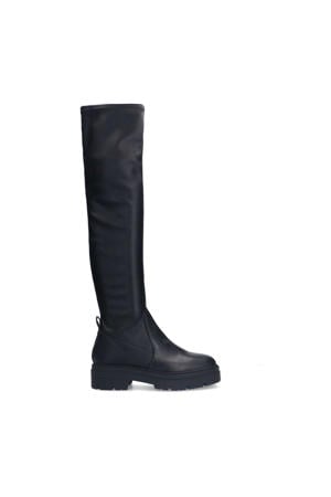 leren overknee laarzen zwart
