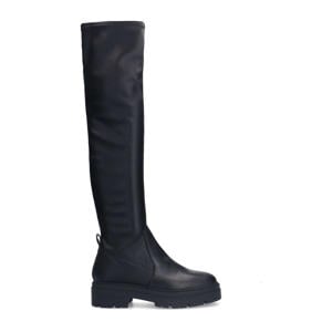 leren overknee laarzen zwart