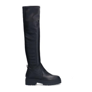 leren overknee laarzen zwart