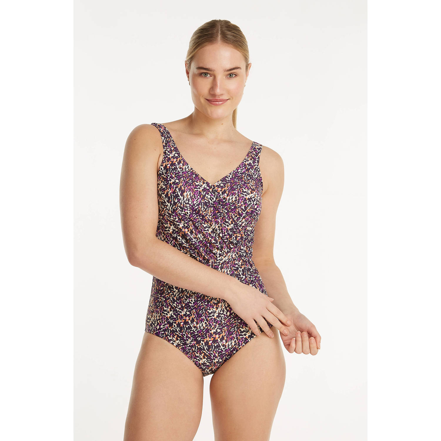Ten Cate Swim Tweka corrigerend badpak paars ecru oranje