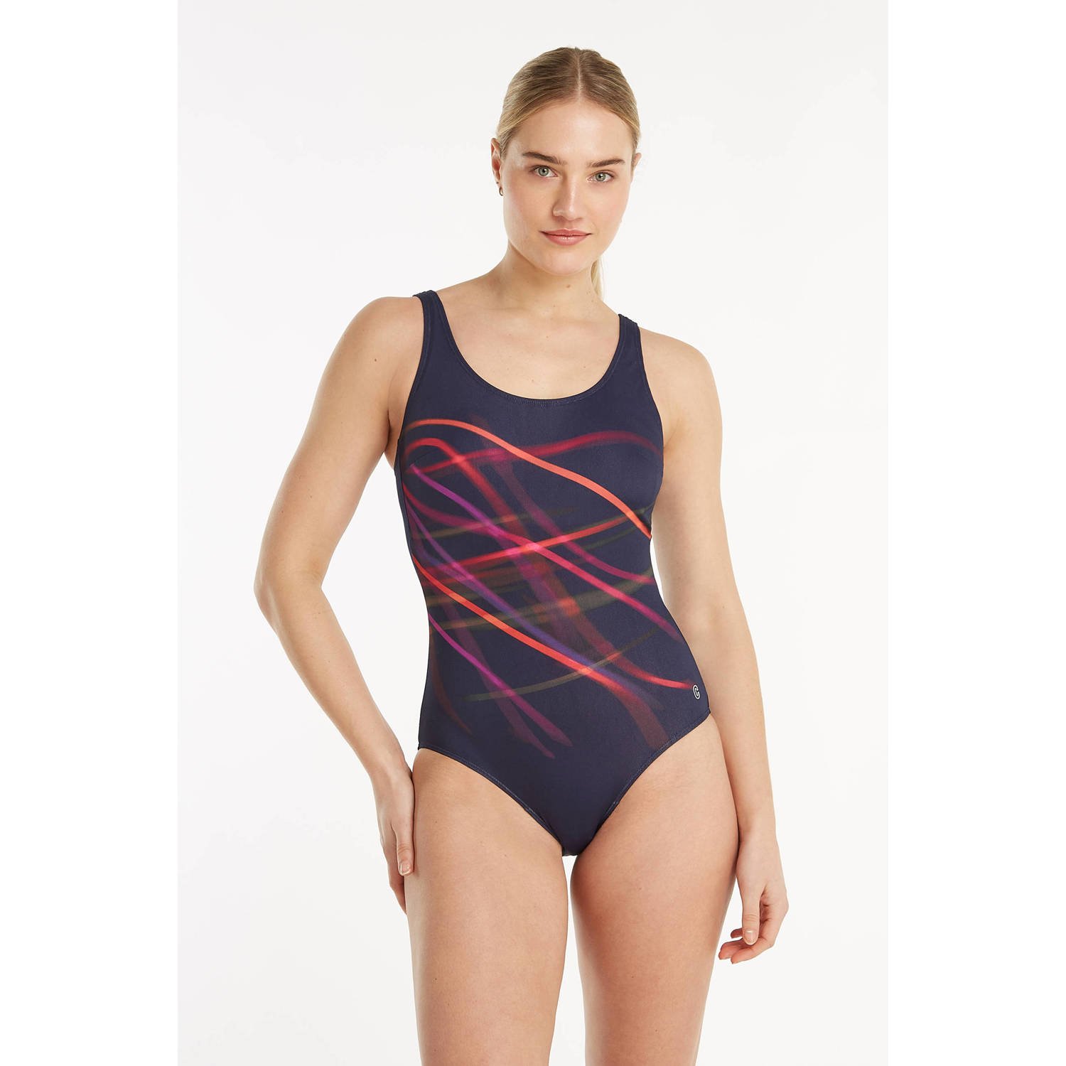 ten Cate Swim Tweka badpak donkerblauw paars oranje