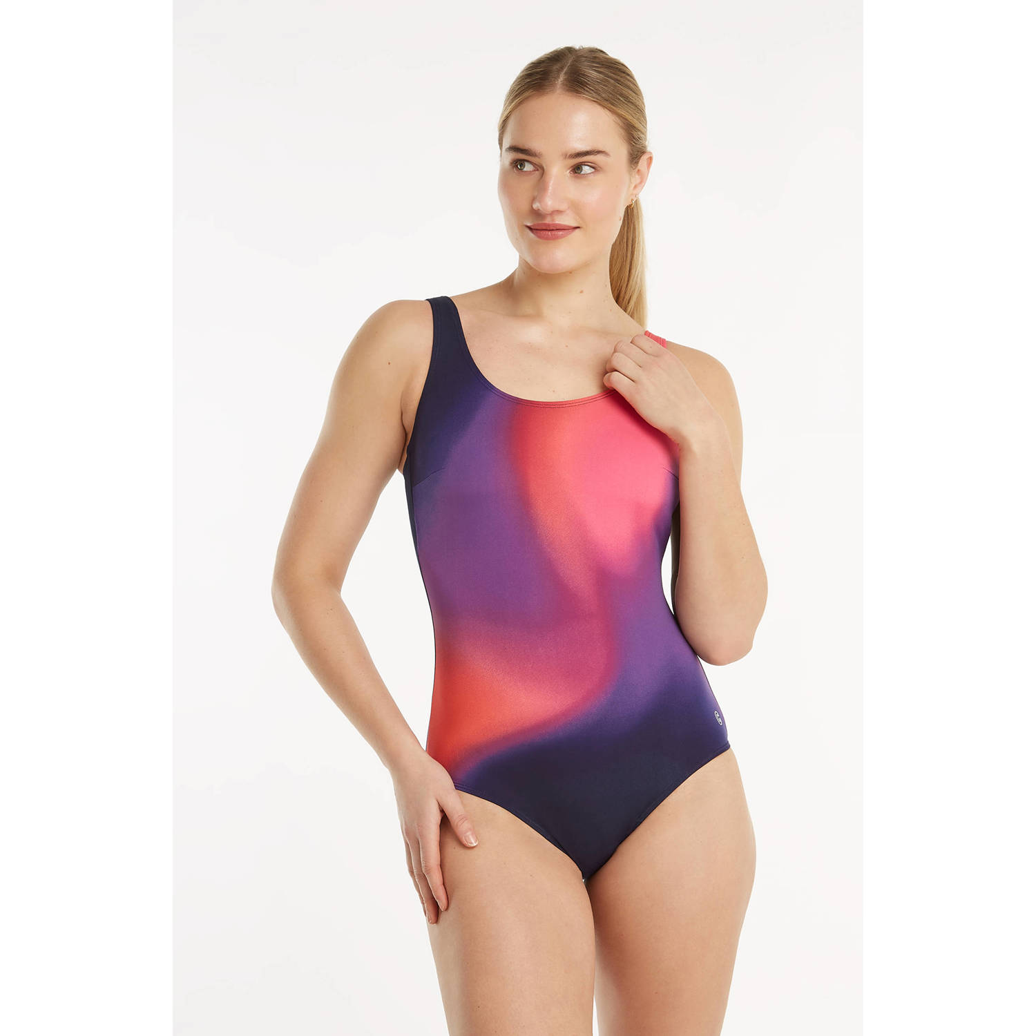 ten Cate Swim Tweka badpak donkerblauw roze rood