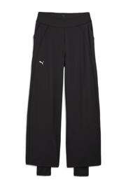 thumbnail: Zwarte dames Puma sportbroek Modest van polyester met loose fit, high waist, elastische tailleband en effen