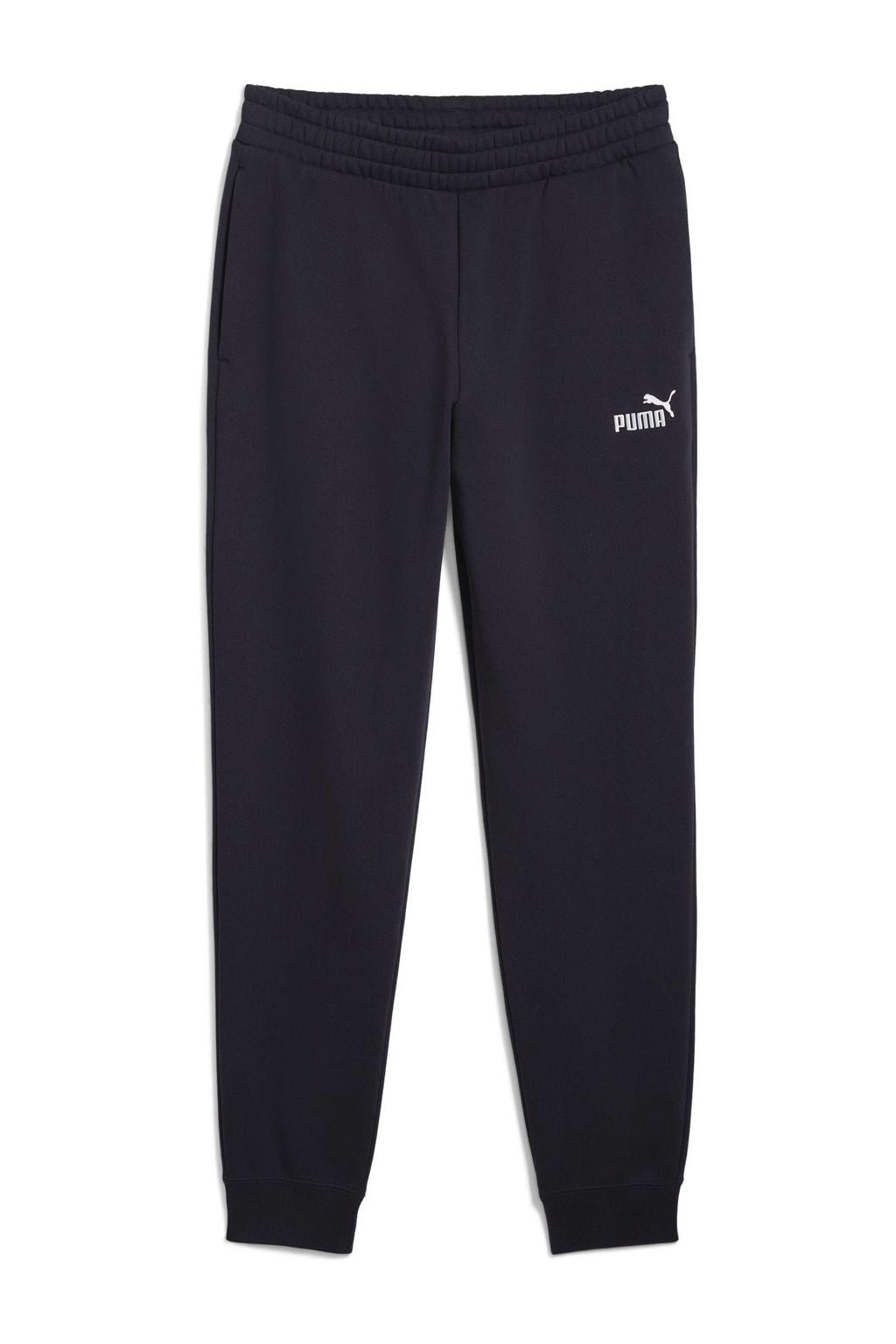 Donkerblauwe heren Puma joggingbroek Essential No.1 van katoen met regular fit, regular waist en effen