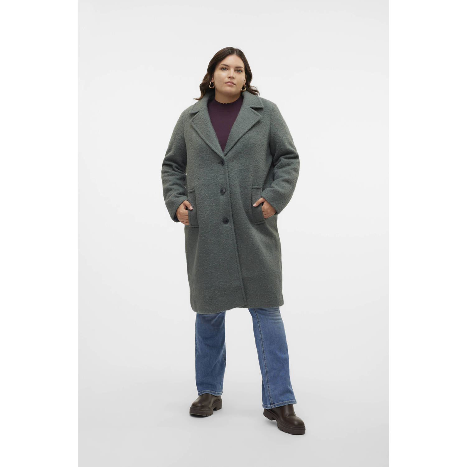 VERO MODA CURVE manteljas donkergroen