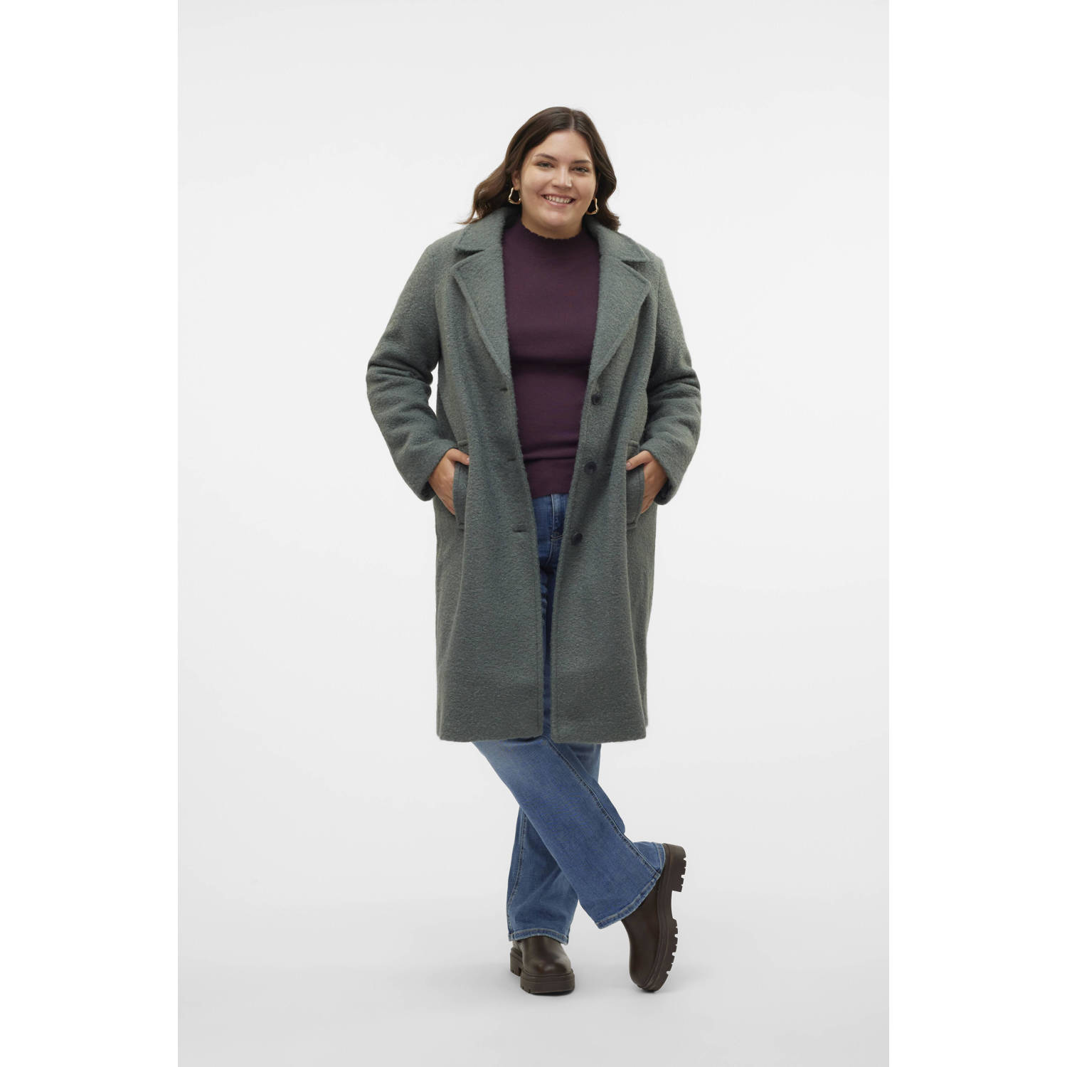 VERO MODA CURVE manteljas donkergroen