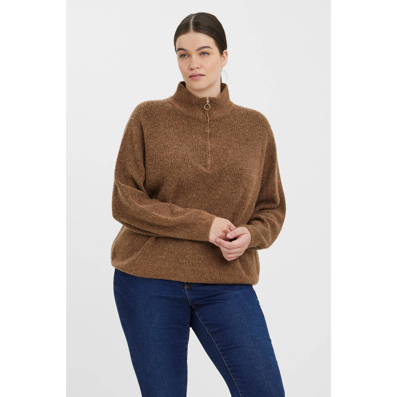VERO MODA CURVE schipperstrui bruin