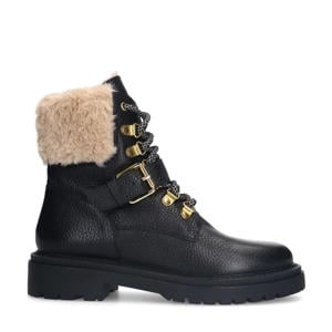 gevoerde leren veterboots zwart