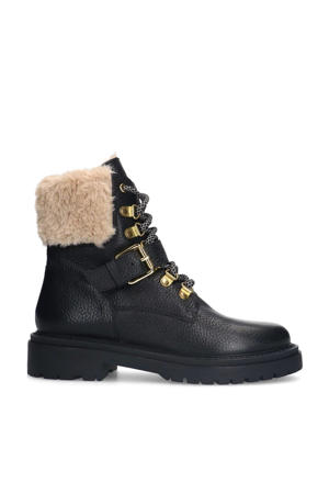 gevoerde leren veterboots zwart