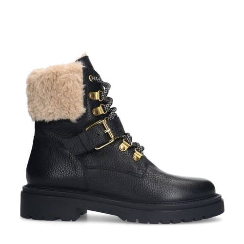 Sacha gevoerde leren veterboots zwart afbeelding