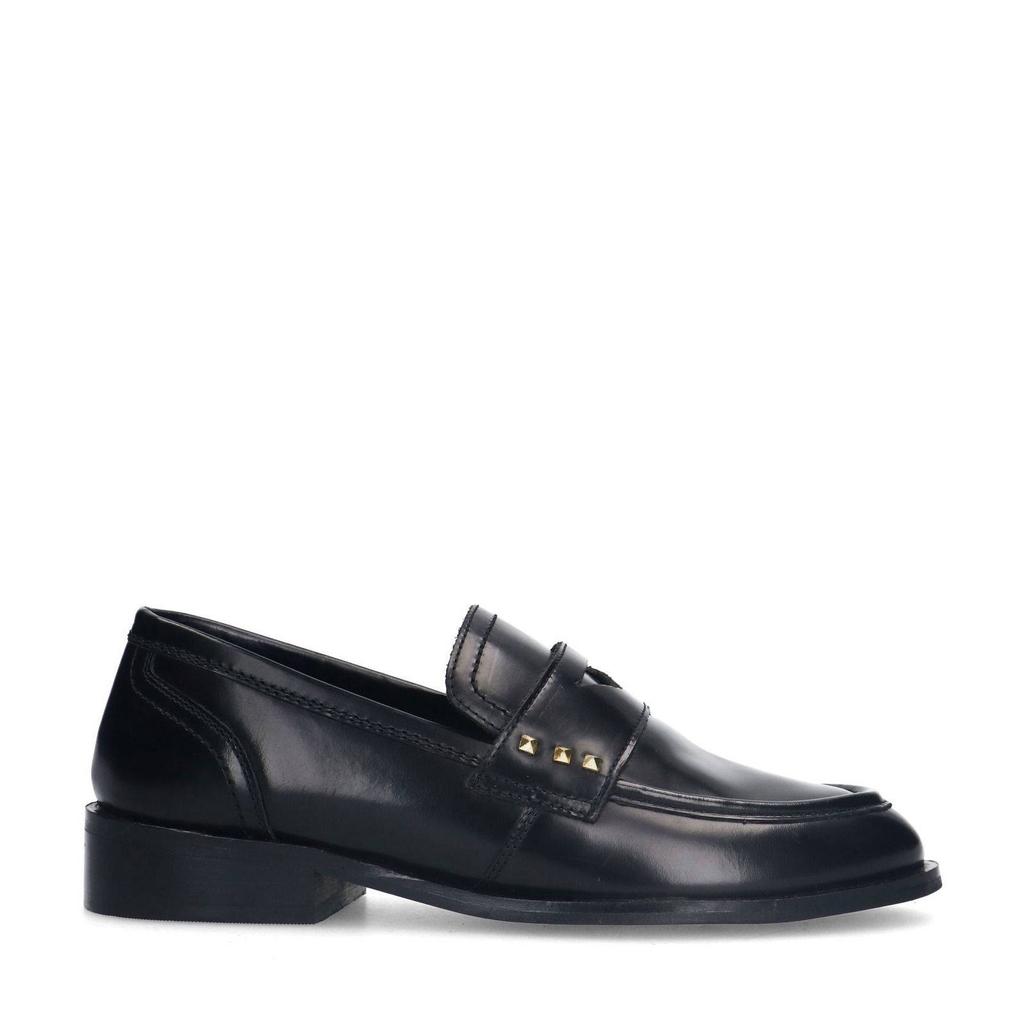 Zwarte dames Sacha leren loafers