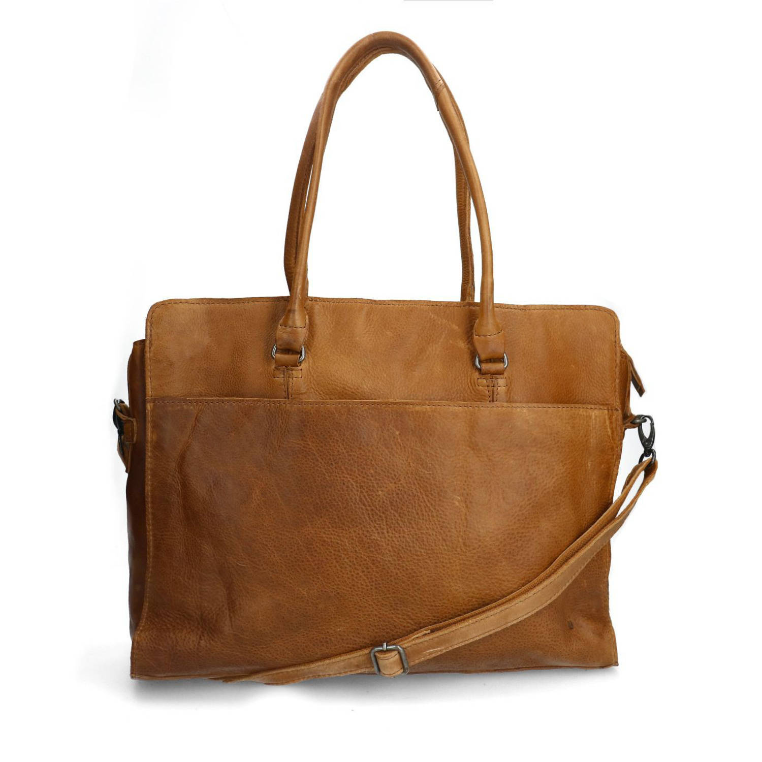 field 16.4 leren laptoptas cognac