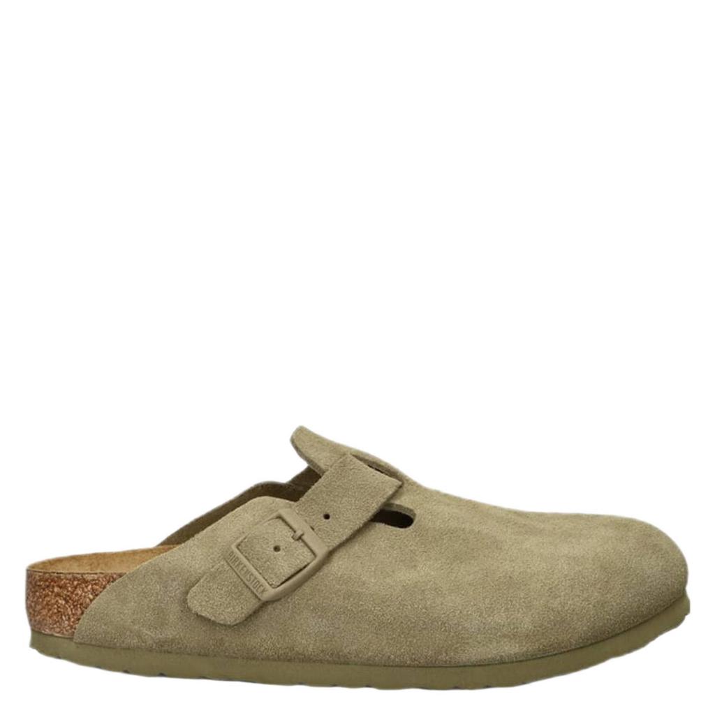 Kakikleurige unisex Birkenstock Boston suède clogs met gesp