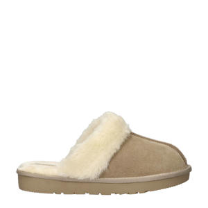 suède pantoffels beige