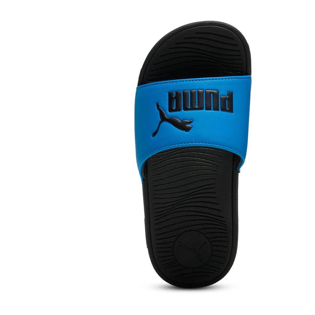 Kobaltblauw en zwarte jongens en meisjes Puma Cool Cat 2.0 badslippers van imitatieleer/voering: mesh/voetbed: eva