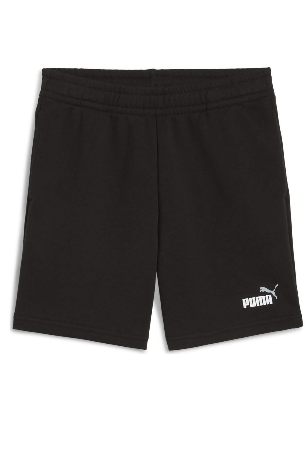 Zwarte jongens en meisjes Puma short Essential van katoen met regular fit, elastische tailleband met koord en effen